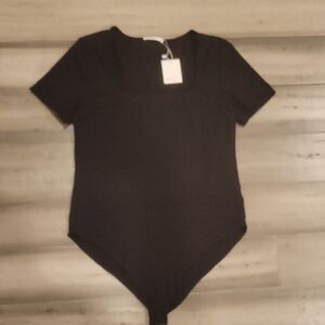 Mangopop Black Square Neck Bodysuit